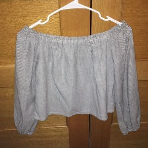 striped off the shoulder top